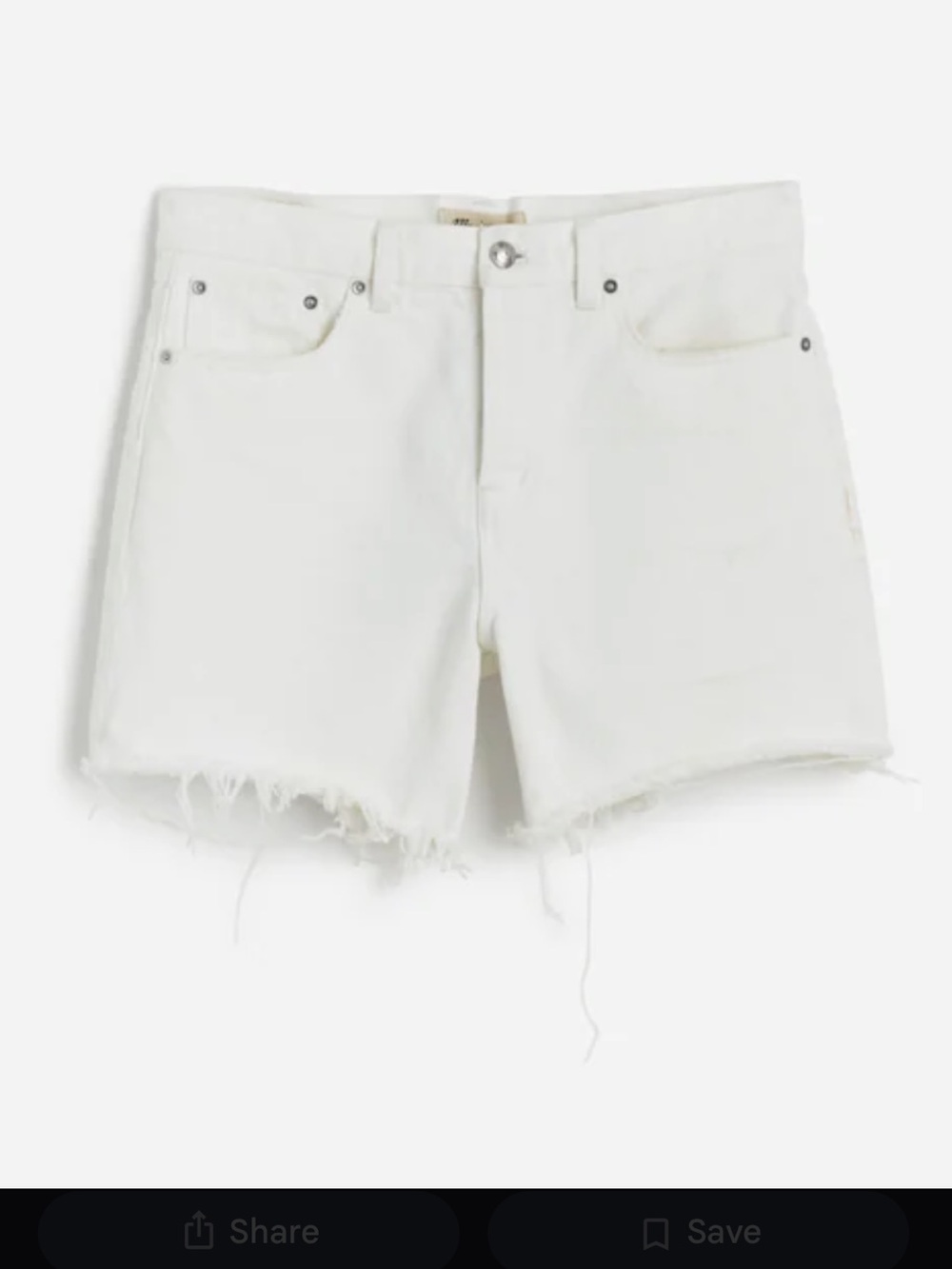 Madewell The High-Rise Denim Shorts White Raw Hem Size 28